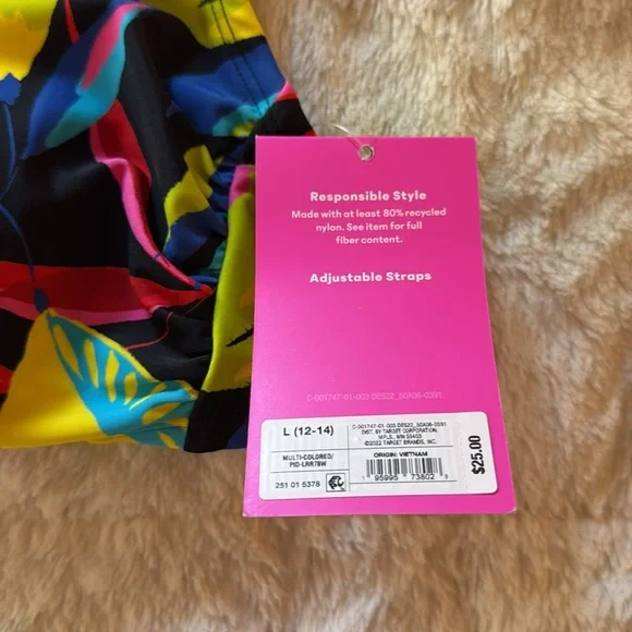 NWT Tabitha Brown for Target Colorful Leaf Print Bikini top - Picture 2 of 4